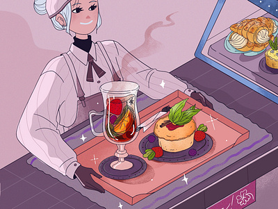 Good morning! cafe candy character design coffeeshop illustration relax relaxation service sweets tea