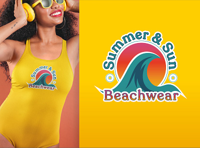 Summer & Sun Beachwear bathing branding logo logo design swim swimsuit yellow