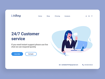 Customer Service and Support Landing Page design illustration minimal typography ui ux vector vectorart web webdesign