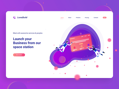 LunaBuild space home page design illustration illustrator ui ux vector vectorart web webdesign website