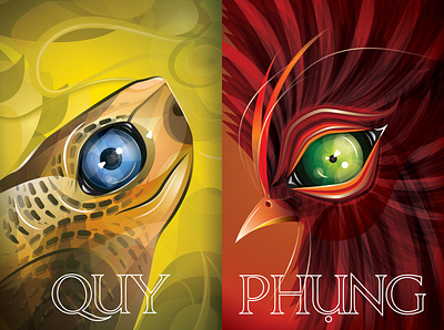 4 beasts poster Final Web design drawing graphic design illustration illustrator phoenix turtle vector