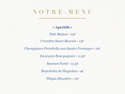 French Restaurant Menu