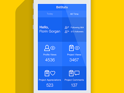 BēStats – Bēhance Stats App (WIP) behance blue design ios minimal minimalist wip