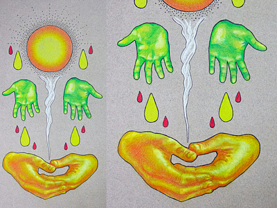 Illustration - Openness color colored pencil hands illustration