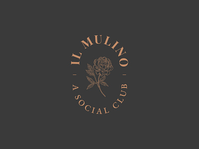Logo Crest - Il Mulino branding crest design flower illustration logo peony social club