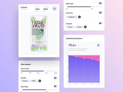 UI components for user testing platform app comoponents designsystem heatmap report survey test ui usertesting ux