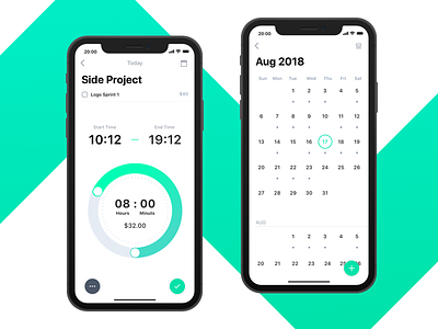 Time Tracker Concept app calender ios iphone x project prototype task time tool ui work