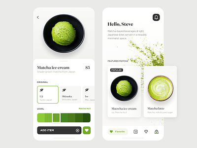 Matcha cafe app animation app branding cafe clean color dailyui green illustration ios matcha mobile order product design tea ui ux white