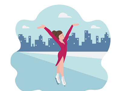 Banner of winter sport - figure skating, dancing girl on skates design figure skating flat flat design illustration minimal vector