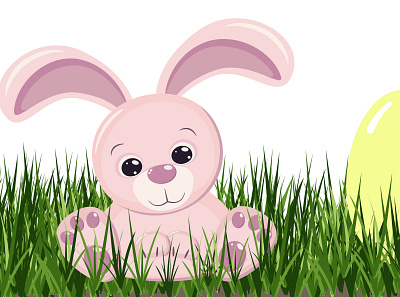 Happy Easter bunny bordur bunny design easter easter card flat flat design illustration rabbit vector