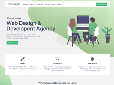 Web Agency agency award winning cta design development gradient header illustration landing page nav tailwind web design website