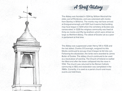 Duiske Abbey Page abbey bell digital drawing hand drawn ireland sketch web design
