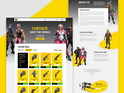 Fortnite items shop cart color e commerce game gaming homepage interace landing page playstation shop simple design ui uidesign website xbox