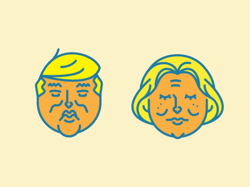 Dysfunctional Relationship 2016 presidential race campaign clinton donald hillary line art minimalist presidential candidate trump