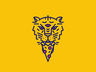 PizzaKat bobcat cat character color cougar dog eye food line art lion minimal pizza tiger yellow