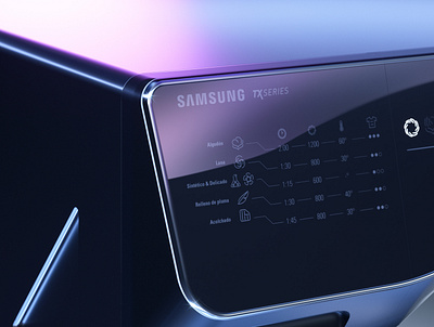 Samsung TX SERIES washing machine 3d branding industrial design render ui user experience user interface ux