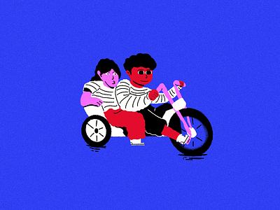Young riders blue branding character client design illustration motion product project simple tricycle ui ux white