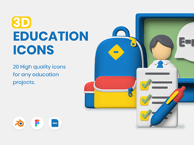 3D Education Icons