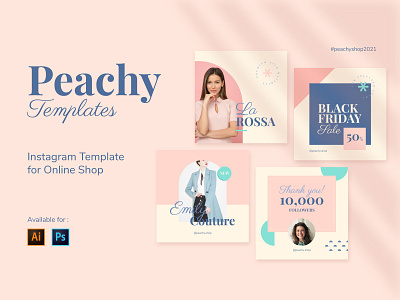 Peachy - Fashion Instagram Template canva ecommerce fashion giveaway instagram template new arrival online store website