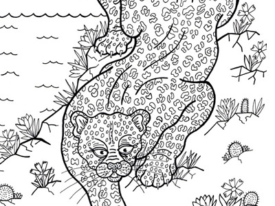 Leopard Coloring Book coloring book drawing illustration leopard lineart lines