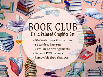 Book Club Hand-Painted Graphics Set