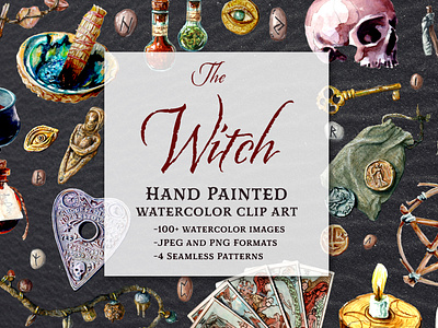 The Witch Hand-Painted Watercolor Graphics Set