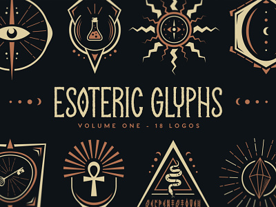 Esoteric Glyphs branding creativemarket design esoteric fantasy game glyphs illustration logo mystical occult title tugcu vector