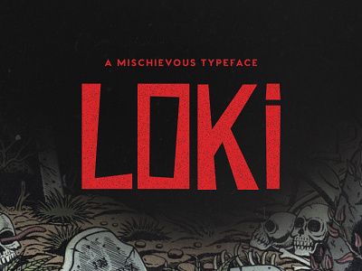 Loki Typeface album comic cover creativemarket font game gaming logo music poster retro title tugcu typedesign typeface