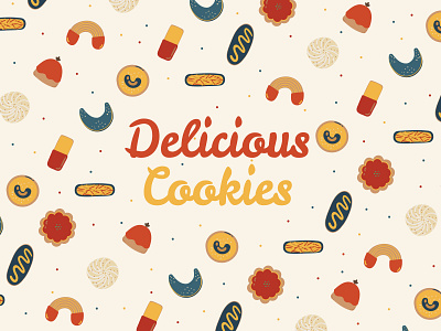 Delicious Cookies book cookies cute flatdesign food illustration pattern pattern design print sweet tasty vector