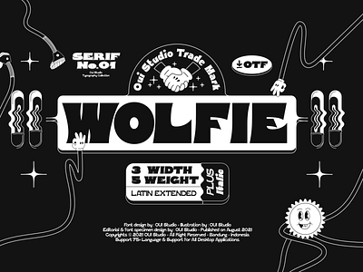 Wolfie Font Family branding design display font dynamic flatdesign font font family fonts graphic design illustration logo retro retro font vector vintage