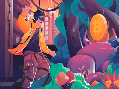 Another Reality | Crypto Illustration character colorful crypto cryptocurrency flat illustration flatdesign forest gradient illustration vector virtual reality