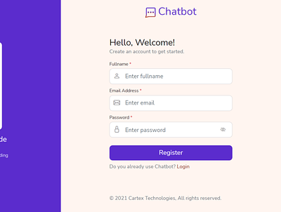 chatbot onboarding register ui