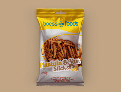 Dried Plantain and Yam Sticks chips package packaging design product design snacks