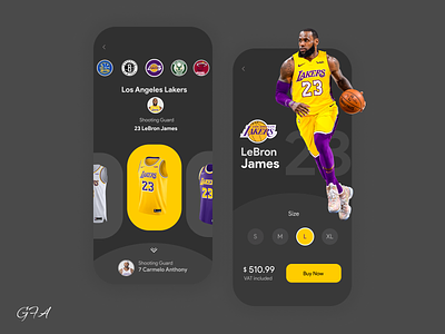 NBA Jersey Shop Dark Mode app illustration lebron mobile nba product design ui uiux