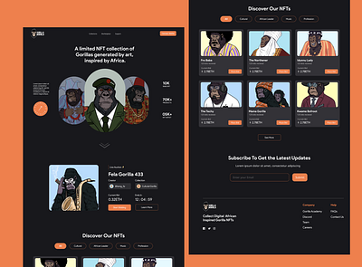 Gorilla Wahala African Inspired NFT Website blockchain nft product design ui ux web 3 website