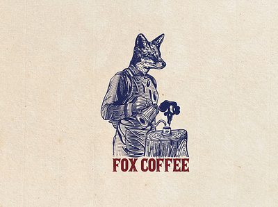 Fox Coffee branding design designer graphic design handdrawn illustration logo vector vintage
