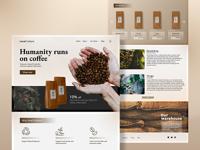 Coffee Brand - Landing Page coffee coffee shop company homepage landing page minimalist ui ui design uiux visual design web website website design