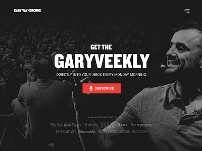 Landing Page Design Concept for Gary Vaynerchuk branding landing page landing page concept landing page design minimal mobile site responsive design responsive layout ux design web design