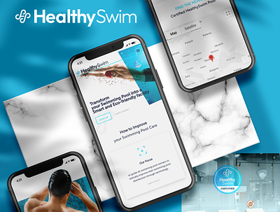 Healthy Swim identity brand branding design illustration logo mobile portfolio swim swimming typography ui ux web design website