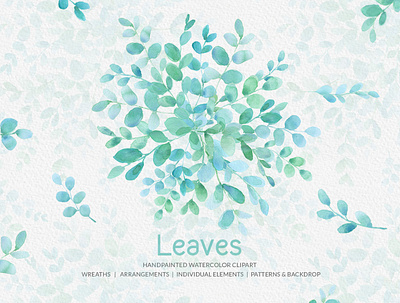 Leaves Handpainted Watercolor Clipart Collection backdrops bouquets etsy floral art florist gogivofineart graphicsdesign green green leaves instantdownload leaf leaf pattern leaves leaves and plants patterndesign png watercolor clipart watercolour painting wreaths