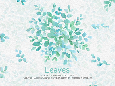 Leaves Handpainted Watercolor Clipart Collection