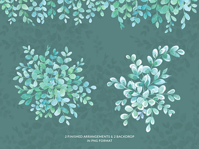 Leaves Handpainted Watercolor Clipart Collection