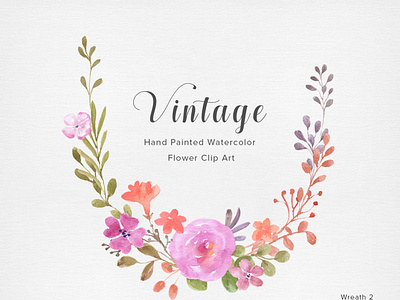 Download Vintage Watercolor Floral Clipart Orange Purple Flowers Png By Gogivo Fineart On Dribbble