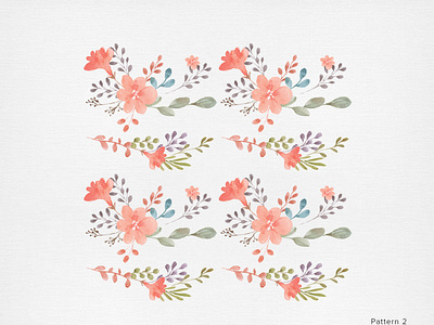 Vintage Watercolor Floral Clipart Pattern Flowers PNG