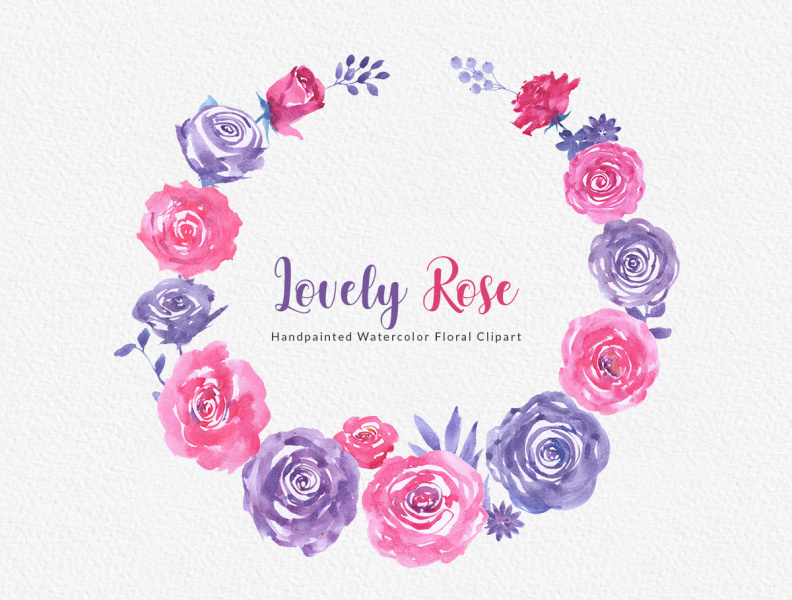 Lovely Rose - Watercolor Floral Clipart Bouquets & Wreaths PNG by ...