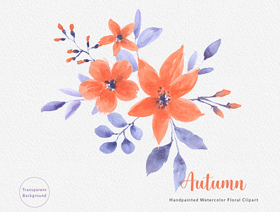 Autumn Orange Watercolor Clipart Bouquet Wreath Seamless Pattern autumn bouquet clipart design download fabrics floral flower foralart gogivo graphics handpainted illustration orange painting pattern png watercolor wedding wreath