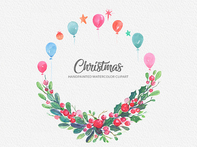 Christmas Watercolor Clipart baloons and star best and beautiful christmas card design christmas clipart christmas graphics design download for commercial use gogivo fineart handpainted holiday wreath illustration and drawing merry christmas watercolor painting and clipart wreath and bouquet