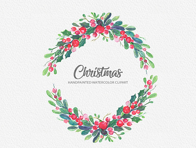 Christmas Watercolor Clipart christmas christmas card christmas wreath clipart download drawing flower illustration flowers gogivofineart graphics handpainted merry christmas painting png sketch watercolor painting