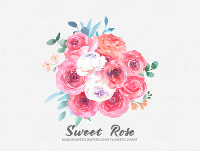 Sweet Rose Watercolor Floral Clipart beautiful blush rose clipart clipart design digital illustration floral design flower graphic clipart handpainted instant download png png file rose flower clipart sweet rose clipart transparent watercolor watercolor clipart