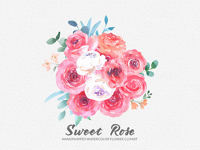 Sweet Rose Watercolor Floral Clipart beautiful blush rose clipart clipart design digital illustration floral design flower graphic clipart handpainted instant download png png file rose flower clipart sweet rose clipart transparent watercolor watercolor clipart